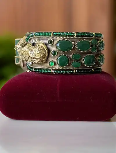 Sabyasachi Inspired Bengal Tiger Doublette Stones Openable Broad Kada