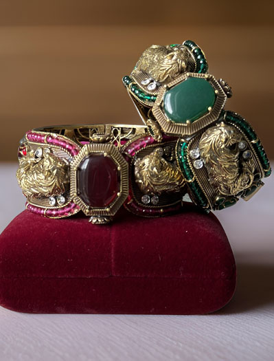 Sabyasachi Inspired Bengal Tiger Doublette Stones Broad Kada