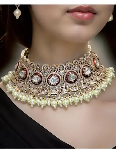 Celebrity Inspired Semi Bridal Kundan Choker Set