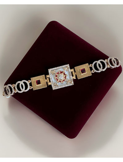 Square Shaped Rajwadi Style MOP CZ Bracelet