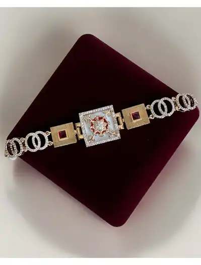 Square Shaped Rajwadi Style MOP CZ Loose Bracelet