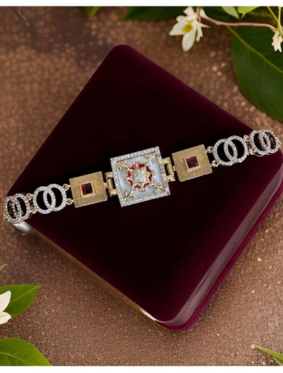 Square Shaped Rajwadi Style MOP CZ Bracelet