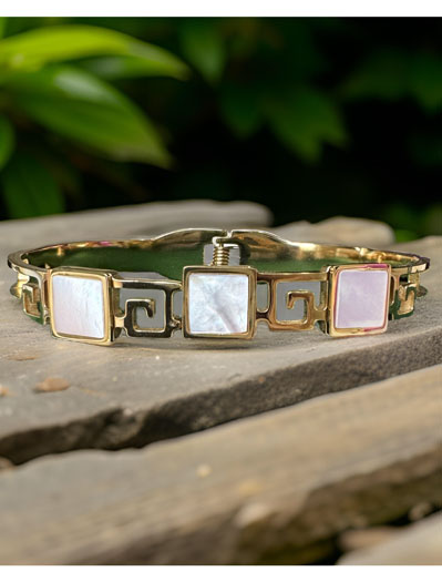 Triple Square Shaped MOP Cuff Bracelet