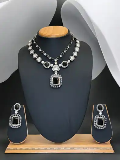 Moissanite Double Layer Victorian Necklace Set