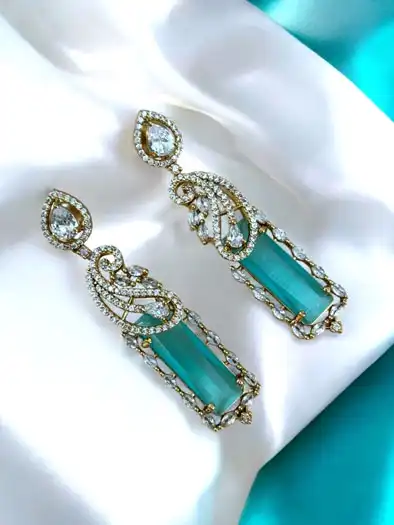 Celebrity Inspired AD CZ Long Earrings