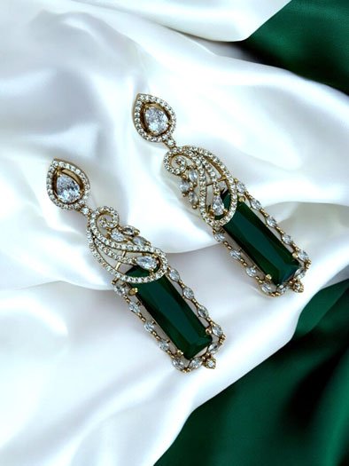 Celebrity Inspired AD CZ Long Earrings