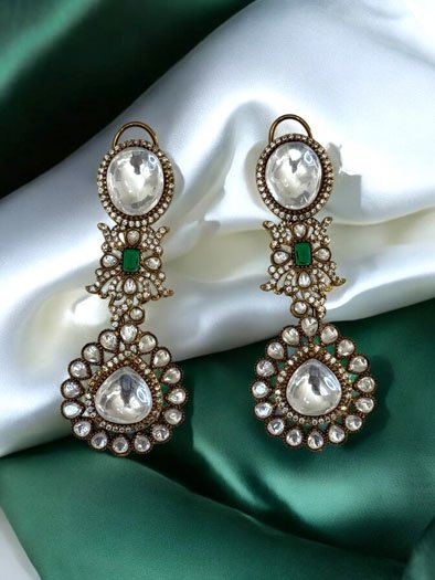 Sabyasachi Inspired Moissanite Kundan Semi Bridal Necklace Set