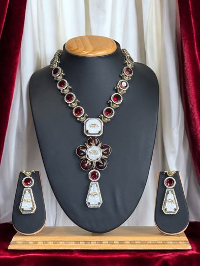 Sabyasachi Inspired Monalisa Stones CZ Necklace Set