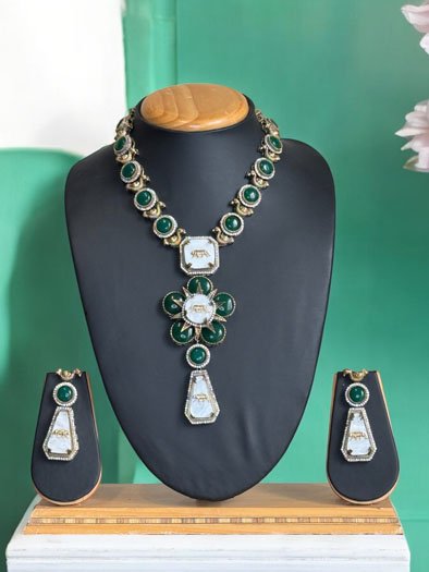 Sabyasachi Inspired Monalisa Stones CZ Necklace Set