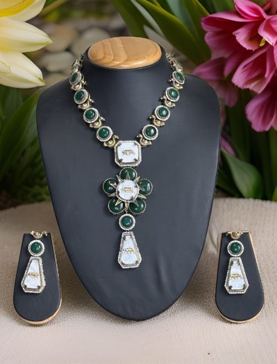 Sabyasachi Inspired Monalisa Stones CZ Necklace Set