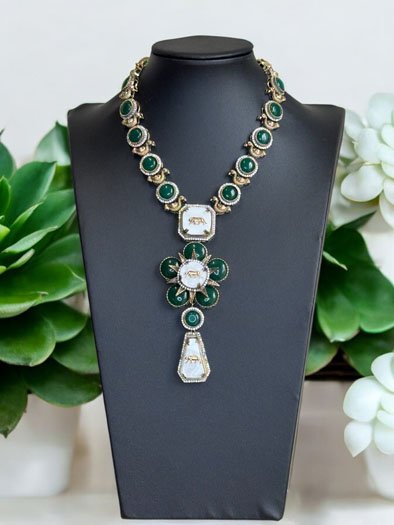 Sabyasachi Inspired Monalisa Stones CZ Necklace Set