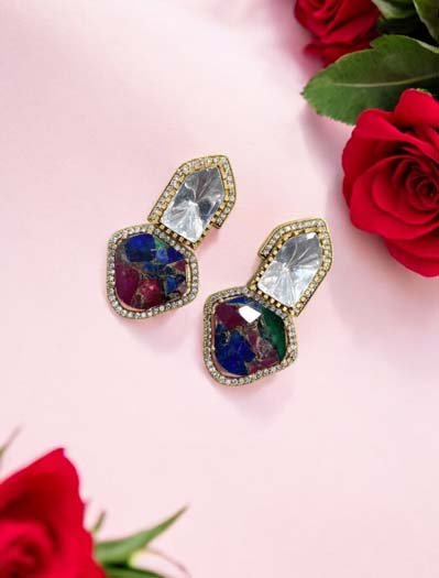 Vibrant Color Galaxy Kundan Designer Earrings