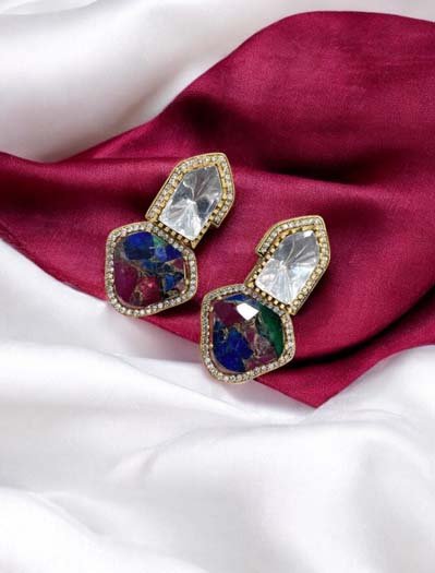 Vibrant Color Galaxy Kundan Designer Earrings