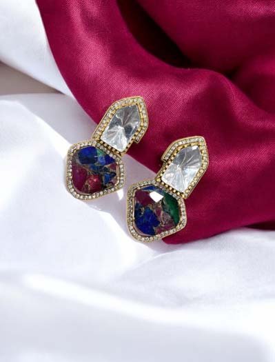 Vibrant Color Galaxy Kundan Designer Earrings