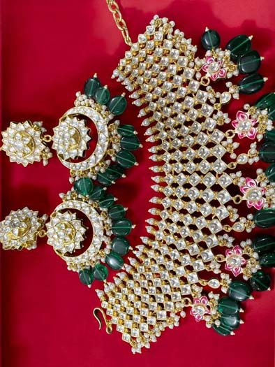 Alia Bhatt Inspired Semi Bridal Pachi Kundan Choker Set