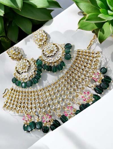 Alia Bhatt Inspired Semi Bridal Pachi Kundan Choker Set