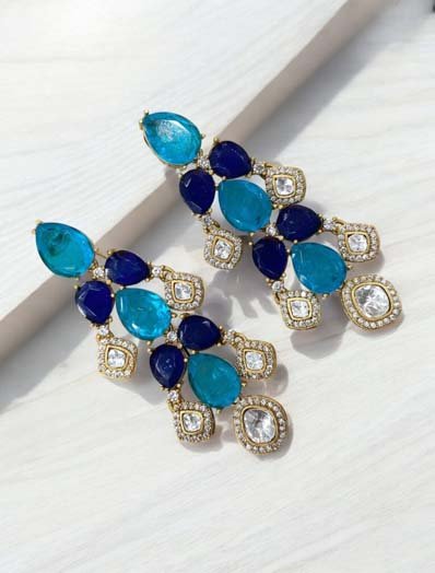 Handcrafted Moissanite Polki Kundan Earrings