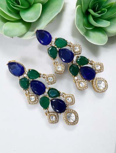 Handcrafted Moissanite Polki Kundan Earrings