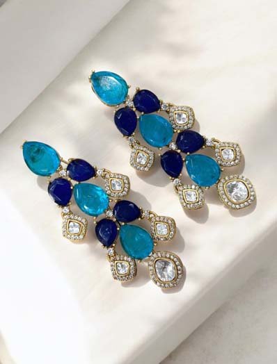 Handcrafted Moissanite Polki Kundan Earrings