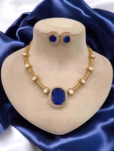 Celebrity Inspired Gold Uncut Polki Kundan Hasli set