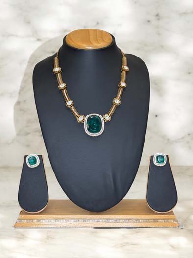 Celebrity Inspired Gold Uncut Polki Kundan Hasli set