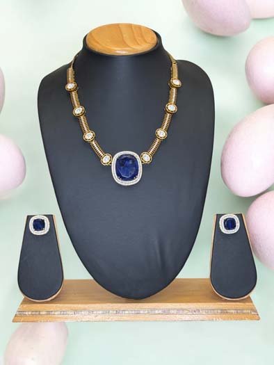 Celebrity Inspired Gold Uncut Polki Kundan Hasli set