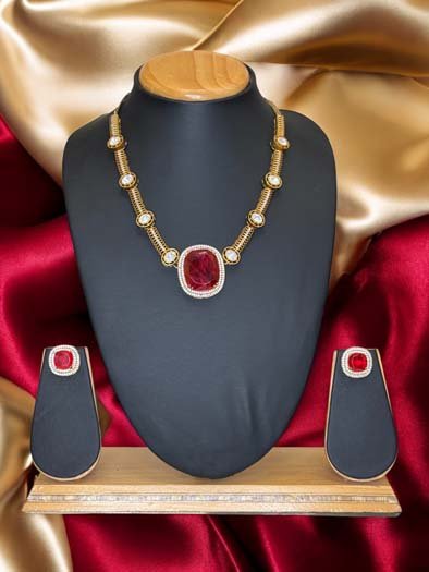 Celebrity Inspired Gold Uncut Polki Kundan Hasli set