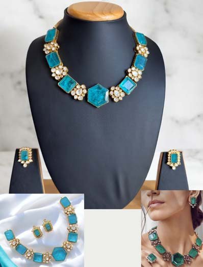 Famous Designer Inspired Monalisa Kundan Necklace Set