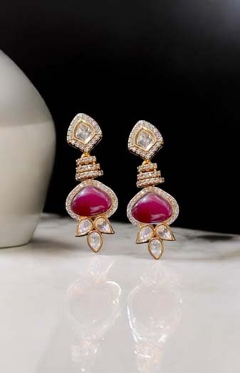 Delicate Ruby Kundan Earrings