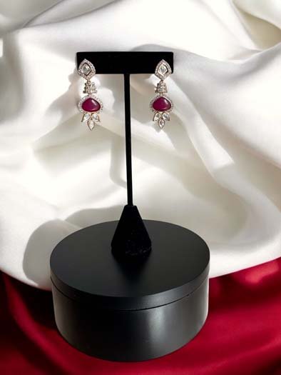 Delicate Ruby Kundan Earrings