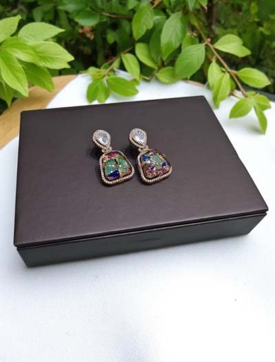 Premium Marble Doublet Stones Stud Earrings