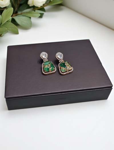 Premium Marble Doublet Stones Stud Earrings