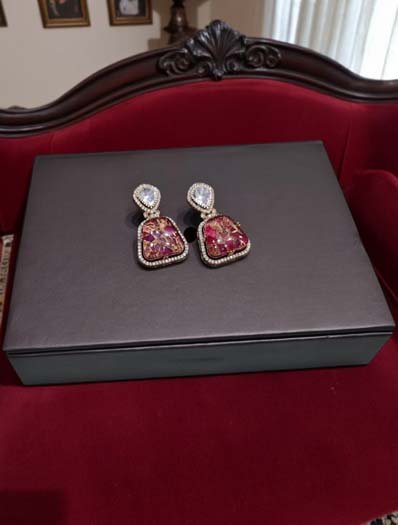 Premium Marble Doublet Stones Stud Earrings