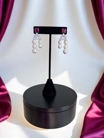 AD CZ Fresh Water Pearls Necklace Set