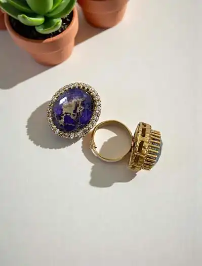 Oval Shaped Marble Stones Finger Rings