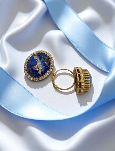 Oval Shaped Marble Stones Finger Rings