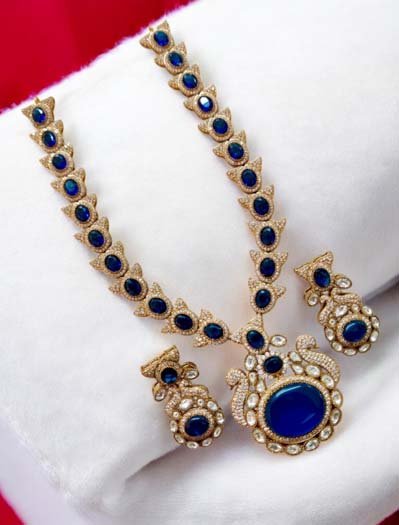 Sabyasachi Inspired Long  Necklace set with Monalisa Stones
