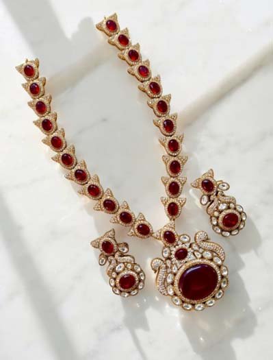 Sabyasachi Inspired Long  Necklace set with Monalisa Stones