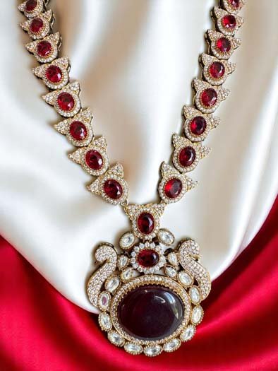 Sabyasachi Inspired Long  Necklace set with Monalisa Stones