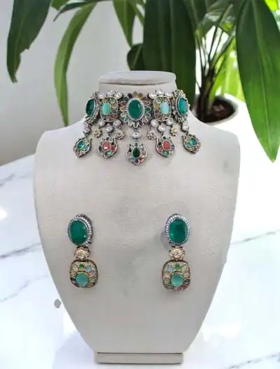 Sabyasachi-Inspired Polki Moissanite Choker Set