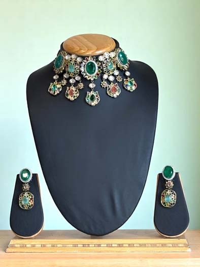 Sabyasachi-Inspired Polki Moissanite Choker Set