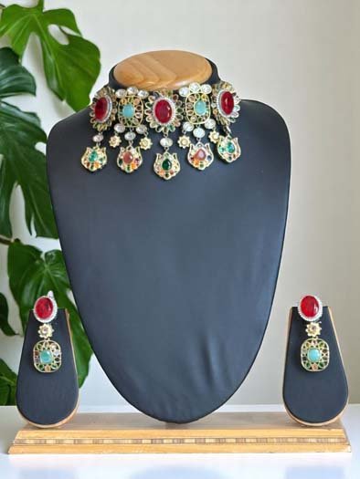 Sabyasachi-Inspired Polki Moissanite Choker Set