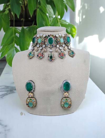 Sabyasachi-Inspired Polki Moissanite Choker Set