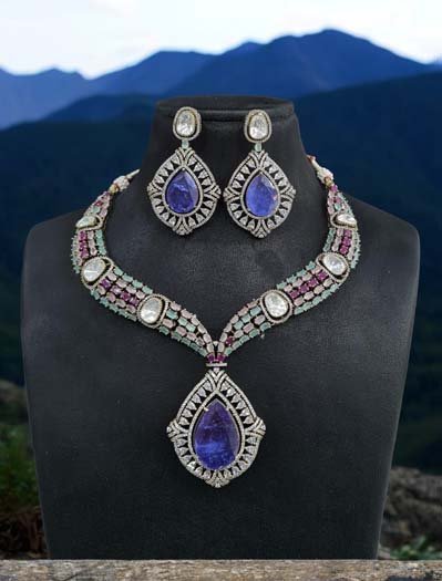 Celebrity Inspired Designer Kundan CZ Choker Set