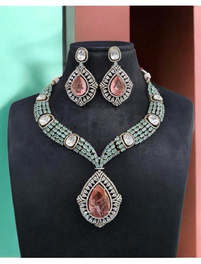 Celebrity Inspired Designer Kundan CZ Choker Set