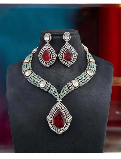 Celebrity Inspired Designer Kundan CZ Choker Set