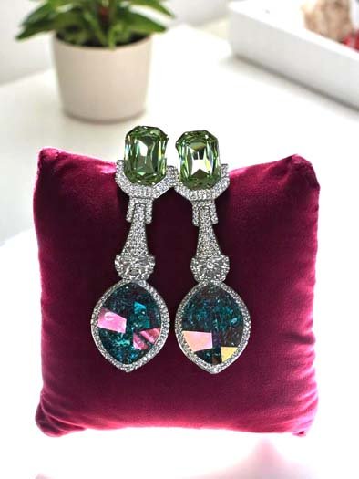 Bollywood Inspired Designer Swarovski Long Earrings (Rhodium)