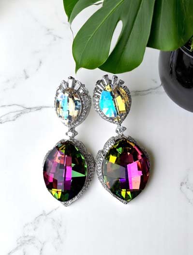 Shimmering Swarovski Crystal Earrings (Rhodium)