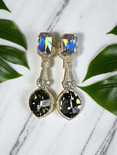 Bollywood Inspired Designer Swarovski Long Earrings (Gold Plated)