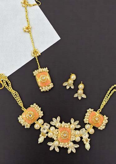 Bollywood Inspired Mother of Pearls Designer Necklace Set